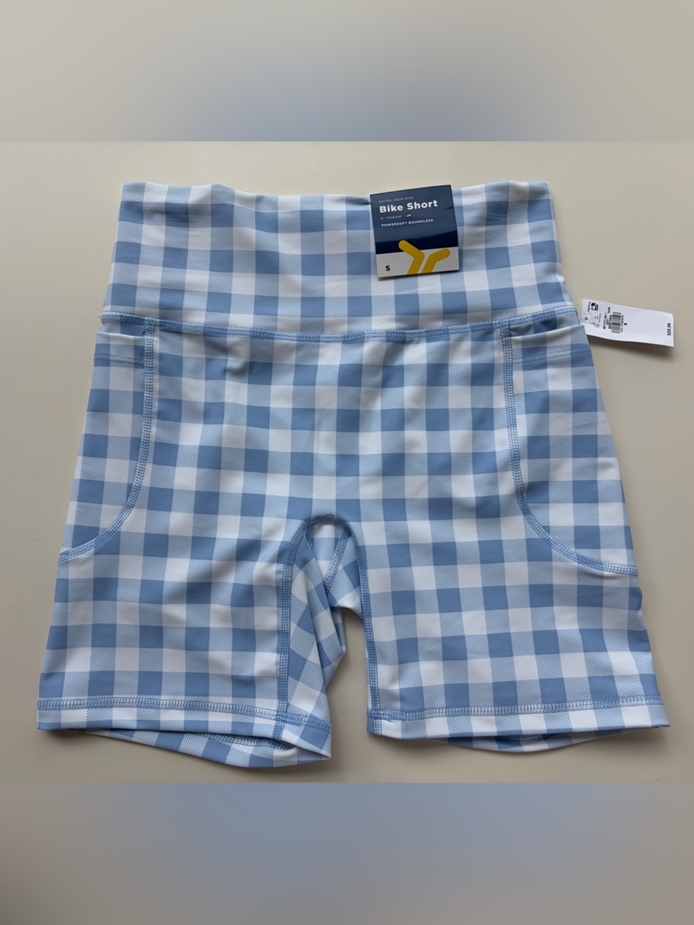 Biker Shorts - Light Blue Gingham